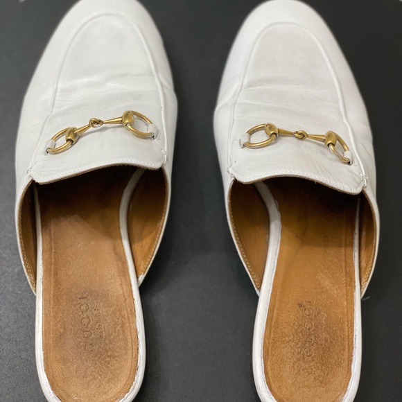 GUCCI Authentic White leather mules Size 7 Serial No: 423514 EU 37.5 Used - Picture 8 of 9